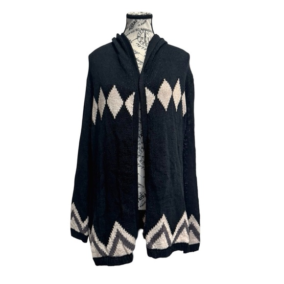 Project Women’s Open Front Cardigan With Hood. Navy, Off-White. XS - Picture 4 of 11